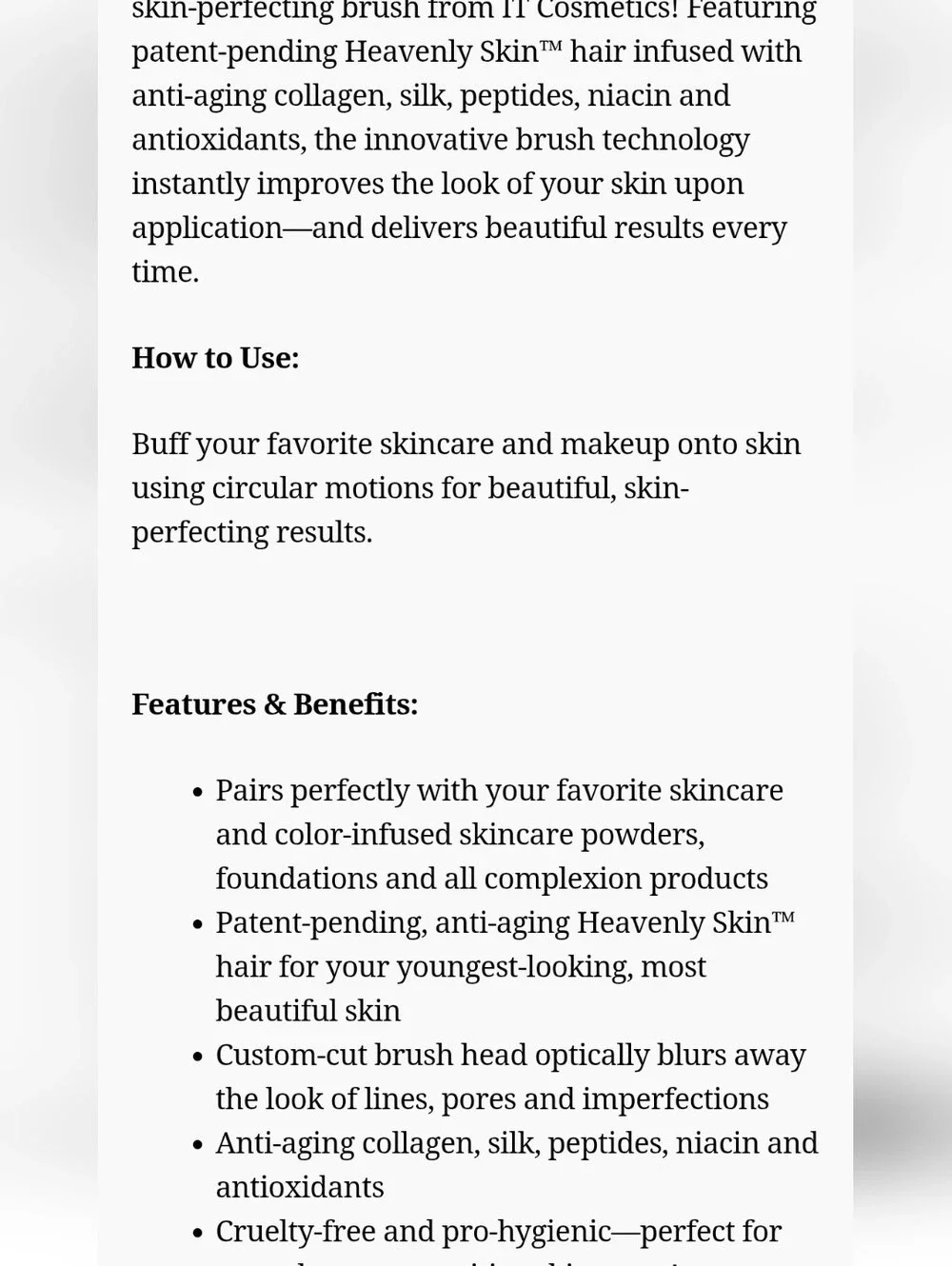 It Cosmetics Heavenly Skin CC+ Skin Perfecting Brush 702